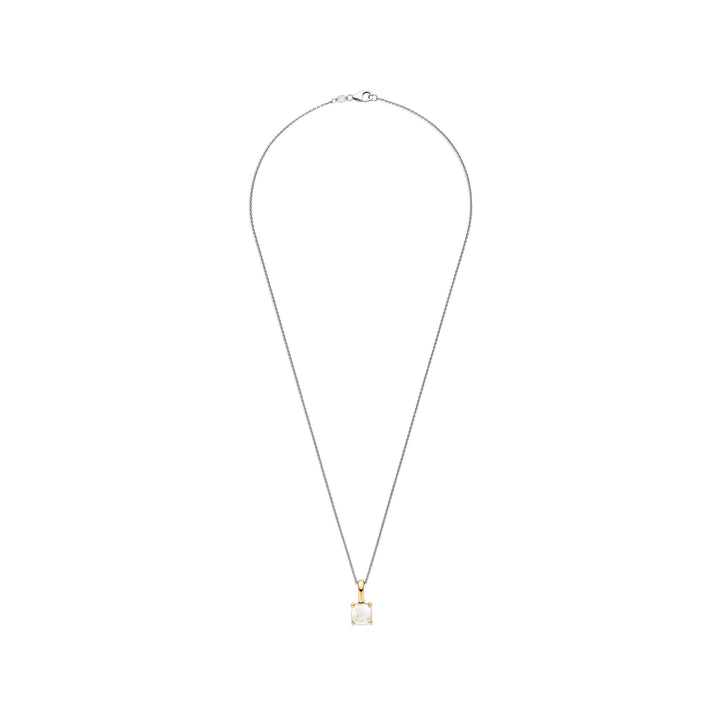 Ti Sento Yellow Gold Plated Mother of Pearl White Crystal Pendant 6854MW