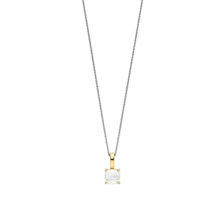 Ti Sento Yellow Gold Plated Mother of Pearl White Crystal Pendant 6854MW