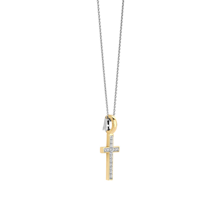 Ti Sento Yellow Gold Plated Cubic Zirconia Cross Pendant 6857ZY