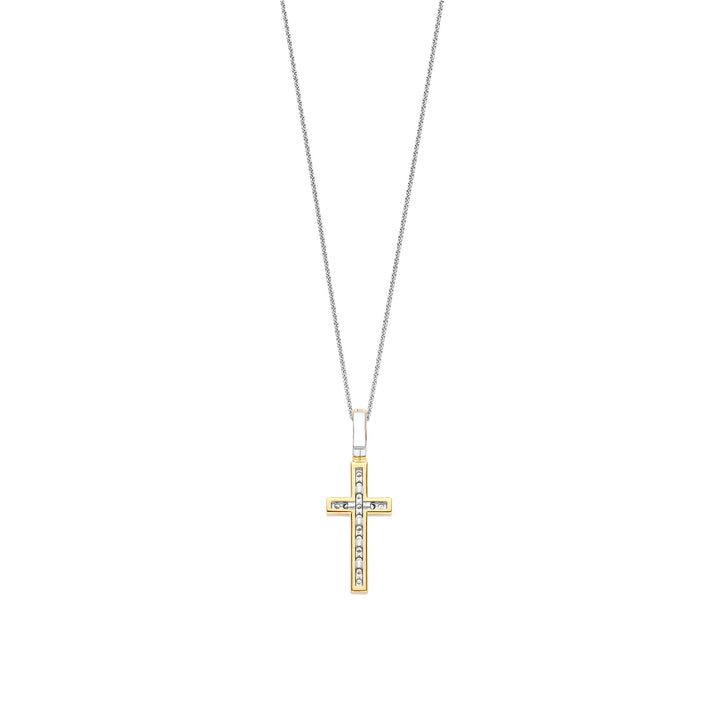 Ti Sento Yellow Gold Plated Cubic Zirconia Cross Pendant 6857ZY
