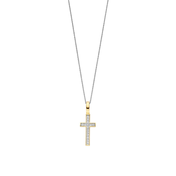 Ti Sento Yellow Gold Plated Cubic Zirconia Cross Pendant 6857ZY