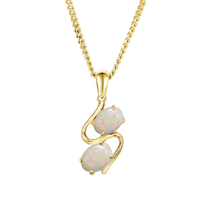Amore Opal Wave 9ct Yellow Gold Pendant