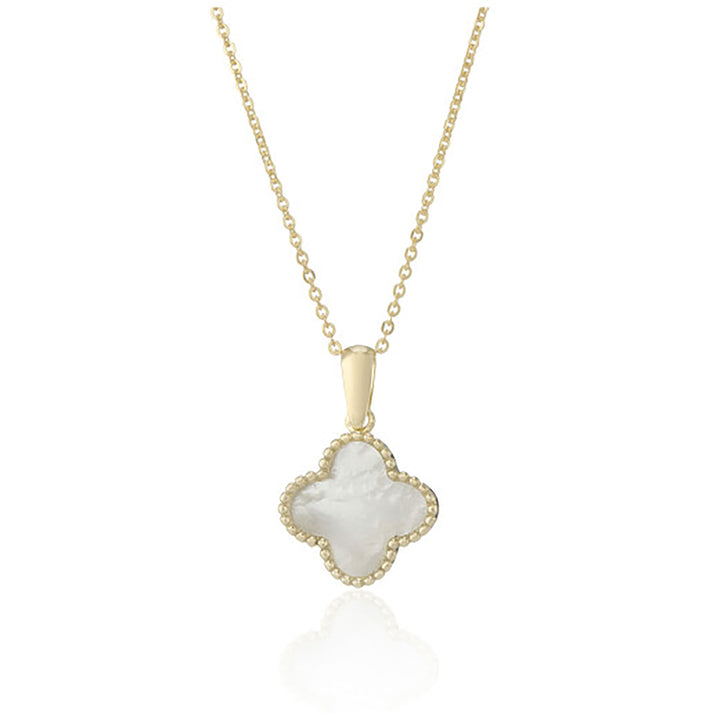 Mother of Pearl 9ct Yellow Gold Flower Pendant Necklace - Michael Jones Jeweller