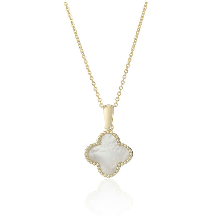 Mother of Pearl 9ct Yellow Gold Flower Pendant Necklace