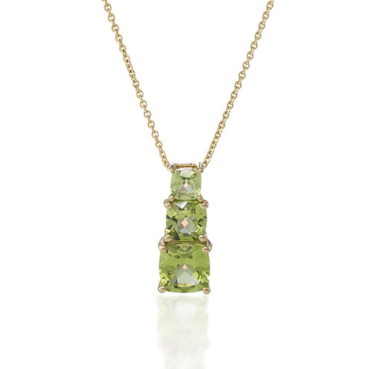 Graduating Peridot 9ct Yellow Gold Pendant - Michael Jones Jeweller