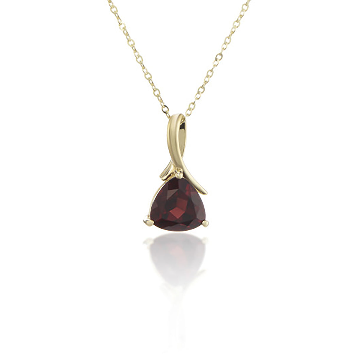 Trilliant Garnet 9ct Yellow Gold Pendant - Michael Jones Jeweller