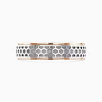 9ct White and Rose Gold 6mm Honeycomb Wedding Ring by Brown & Newirth - Michael Jones Jeweller