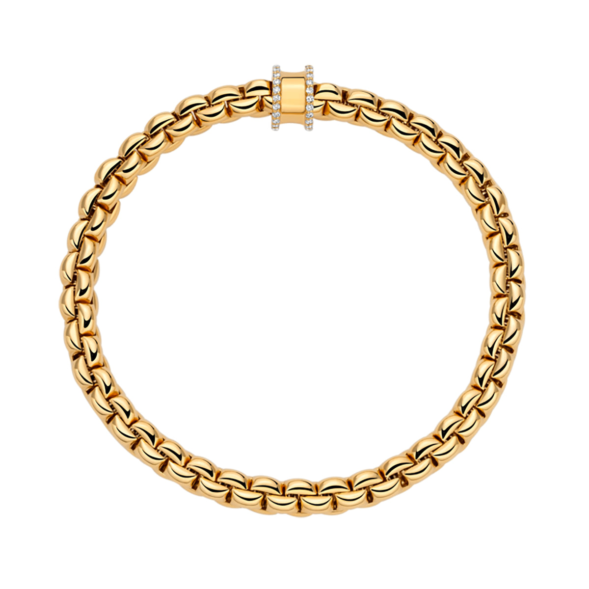 FOPE Flex'it Eka 18ct Yellow Gold 0.17ct Diamond Set Bracelet Medium - Michael Jones Jeweller