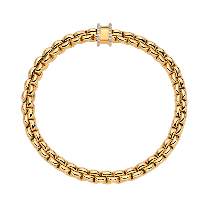 FOPE Flex'it Eka 18ct Yellow Gold 0.17ct Diamond Set Bracelet Medium