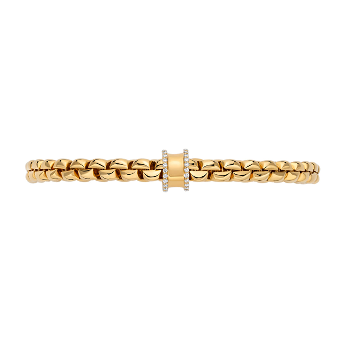 FOPE Flex'it Eka 18ct Yellow Gold 0.17ct Diamond Set Bracelet Medium - Michael Jones Jeweller