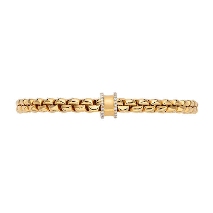FOPE Flex'it Eka 18ct Yellow Gold 0.17ct Diamond Set Bracelet Medium