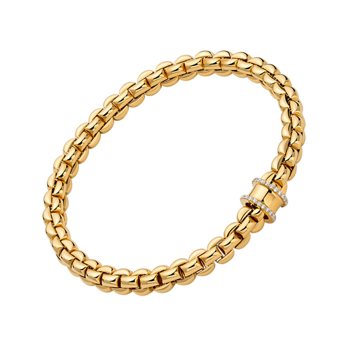 FOPE Flex'it Eka 18ct Yellow Gold 0.17ct Diamond Set Bracelet Medium