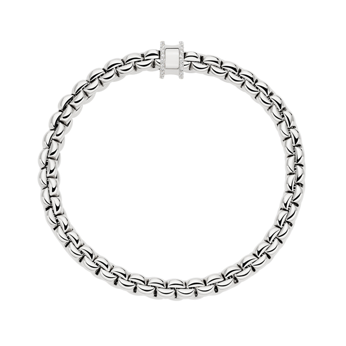 FOPE Flex'it Eka 18ct White Gold 0.17ct Diamond Set Bracelet Medium - Michael Jones Jeweller