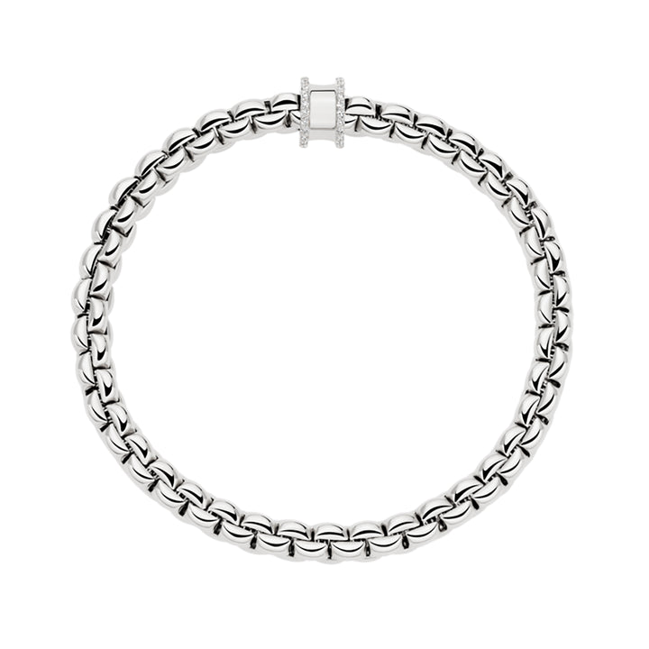FOPE Flex'it Eka 18ct White Gold 0.17ct Diamond Set Bracelet Medium