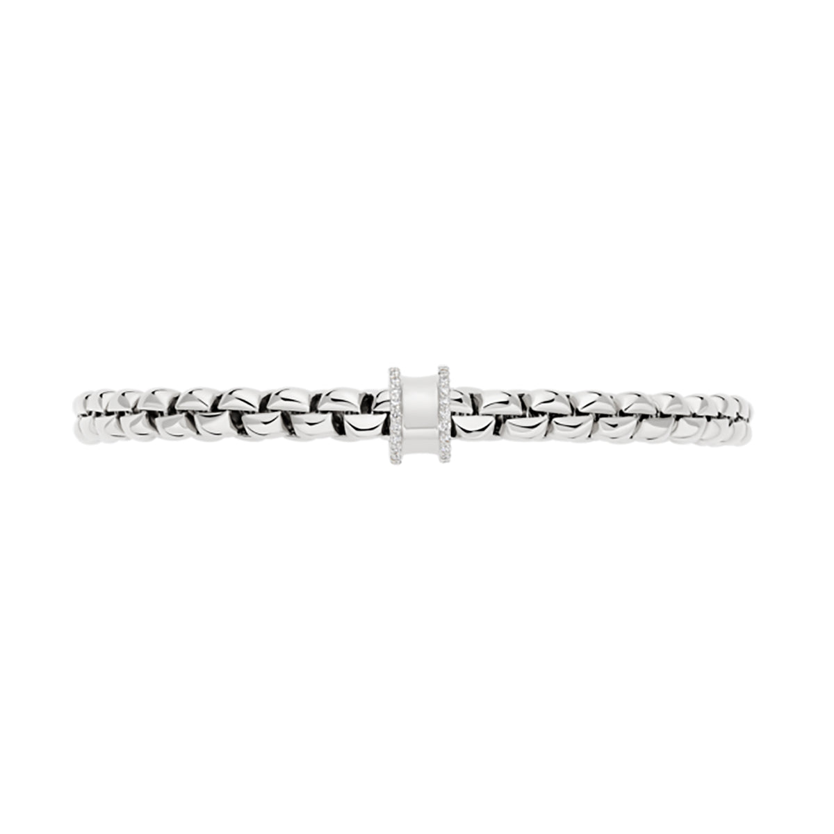 FOPE Flex'it Eka 18ct White Gold 0.17ct Diamond Set Bracelet Medium - Michael Jones Jeweller