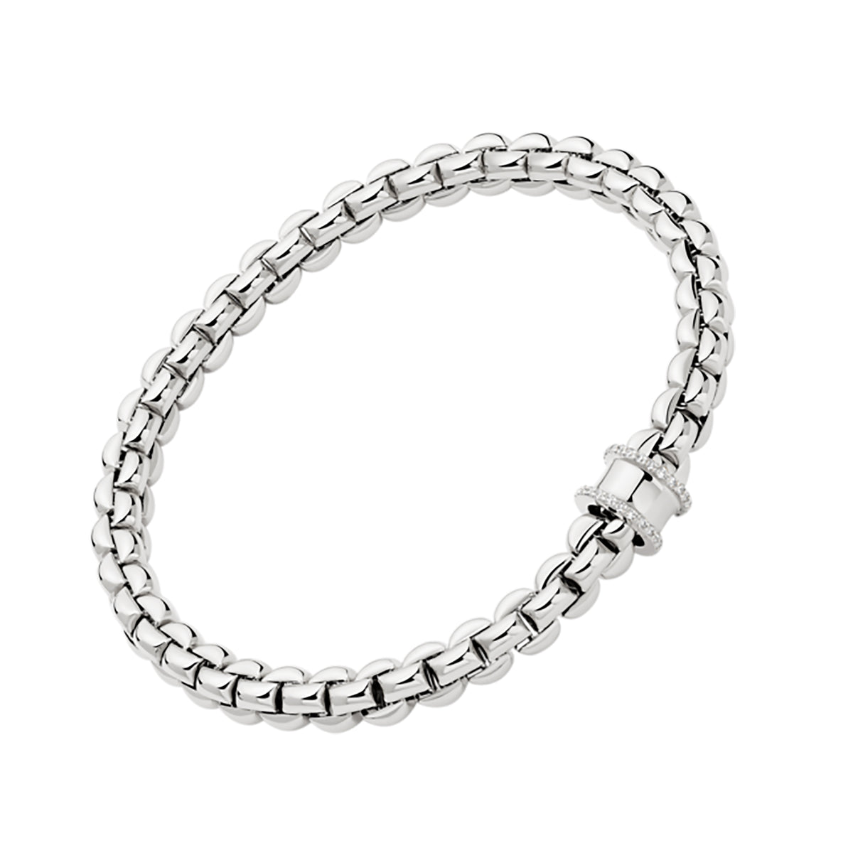 FOPE Flex'it Eka 18ct White Gold 0.17ct Diamond Set Bracelet Medium - Michael Jones Jeweller