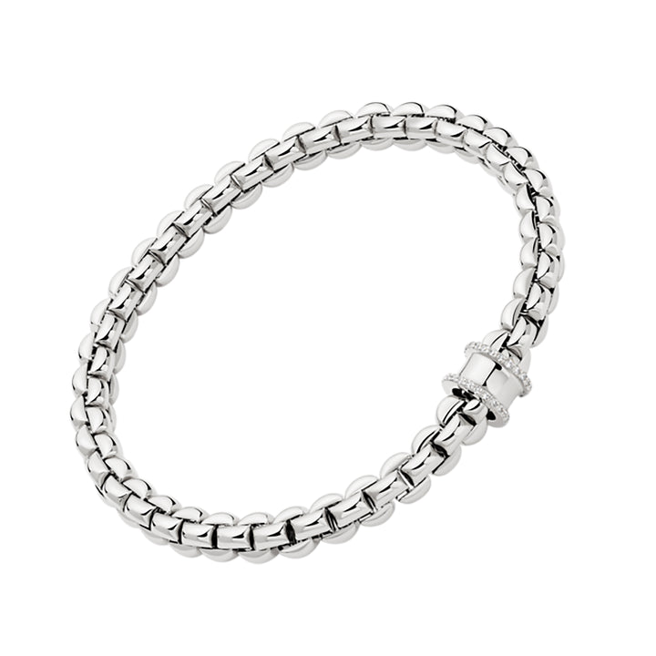 FOPE Flex'it Eka 18ct White Gold 0.17ct Diamond Set Bracelet Medium