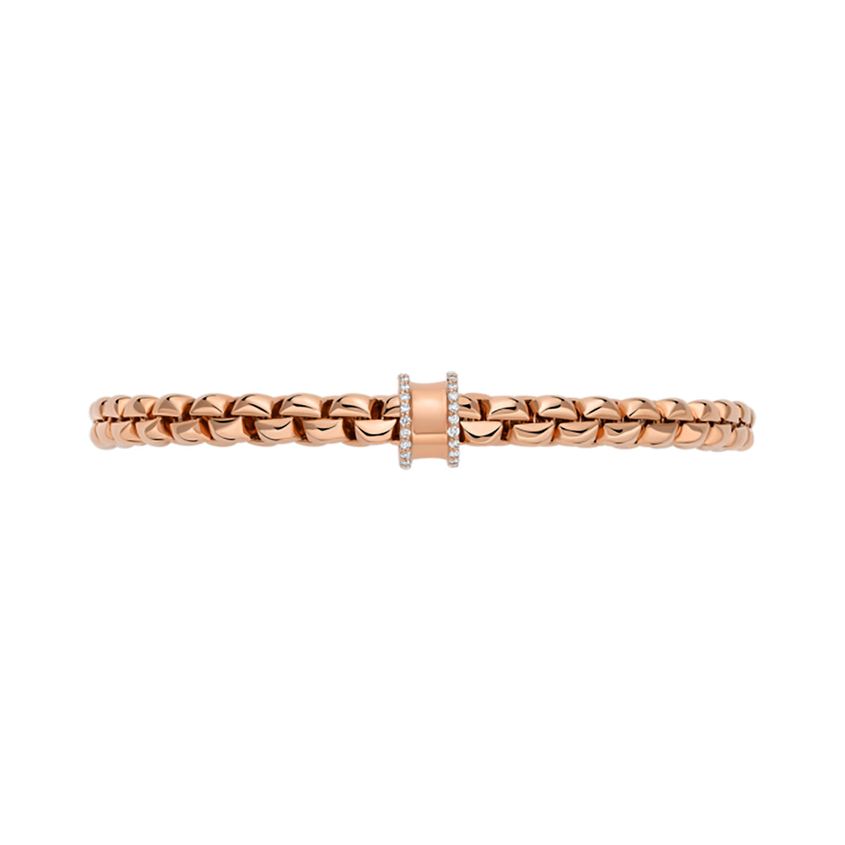 FOPE Flex'it Eka 18ct Rose Gold 0.17ct Diamond Set Bracelet Medium - Michael Jones Jeweller