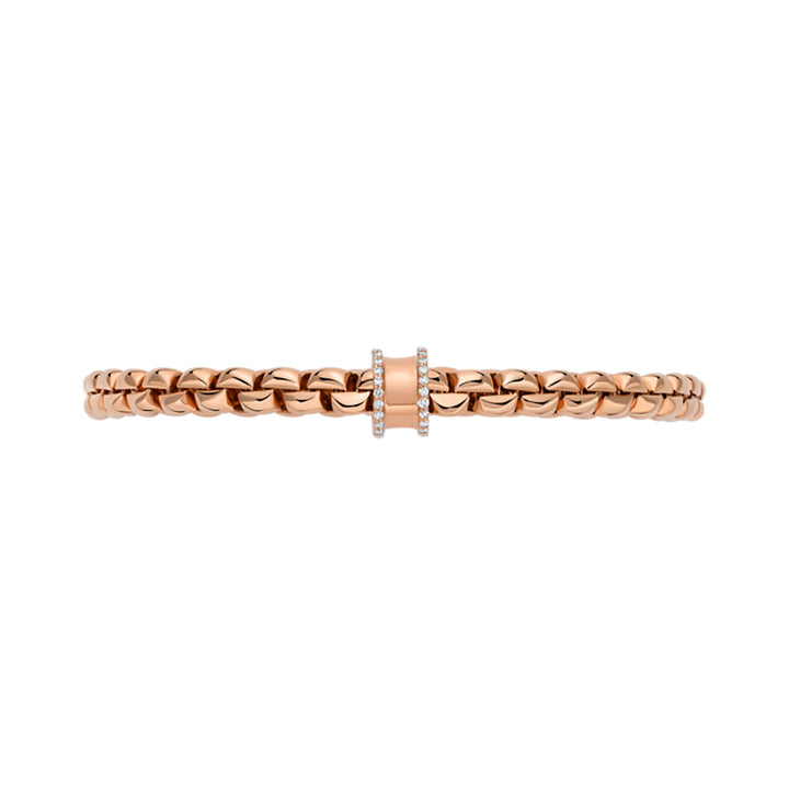 FOPE Flex'it Eka 18ct Rose Gold 0.17ct Diamond Set Bracelet Medium