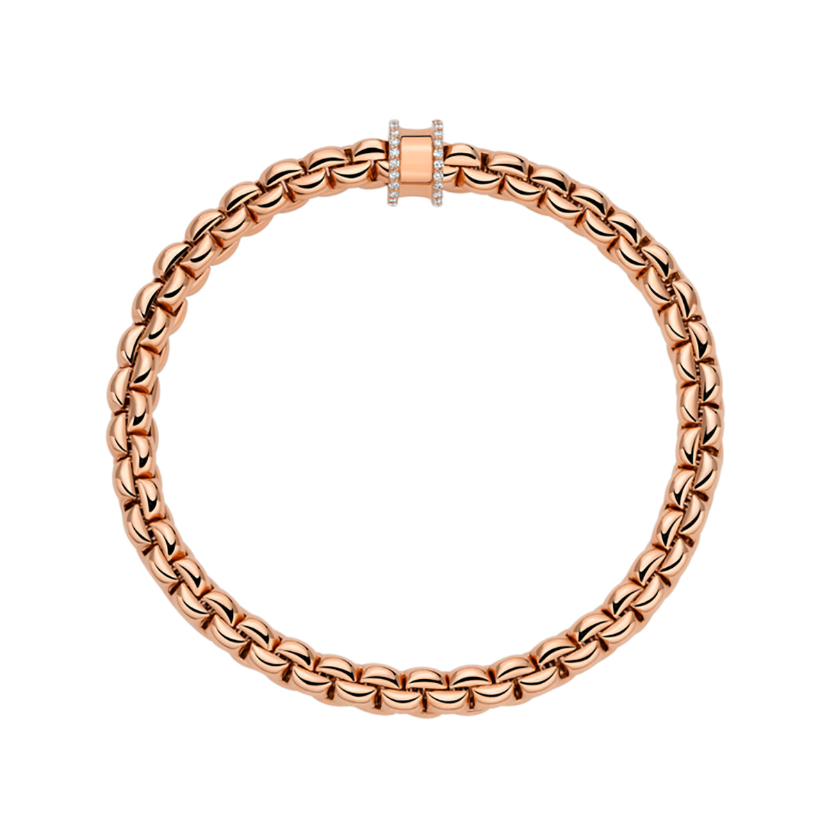 FOPE Flex'it Eka 18ct Rose Gold 0.17ct Diamond Set Bracelet Medium - Michael Jones Jeweller
