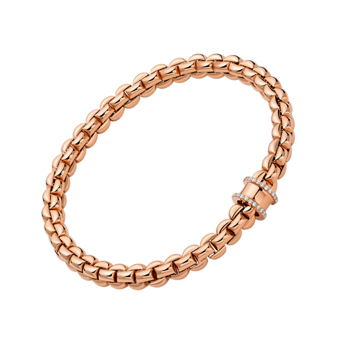 FOPE Flex'it Eka 18ct Rose Gold 0.17ct Diamond Set Bracelet Medium - Michael Jones Jeweller