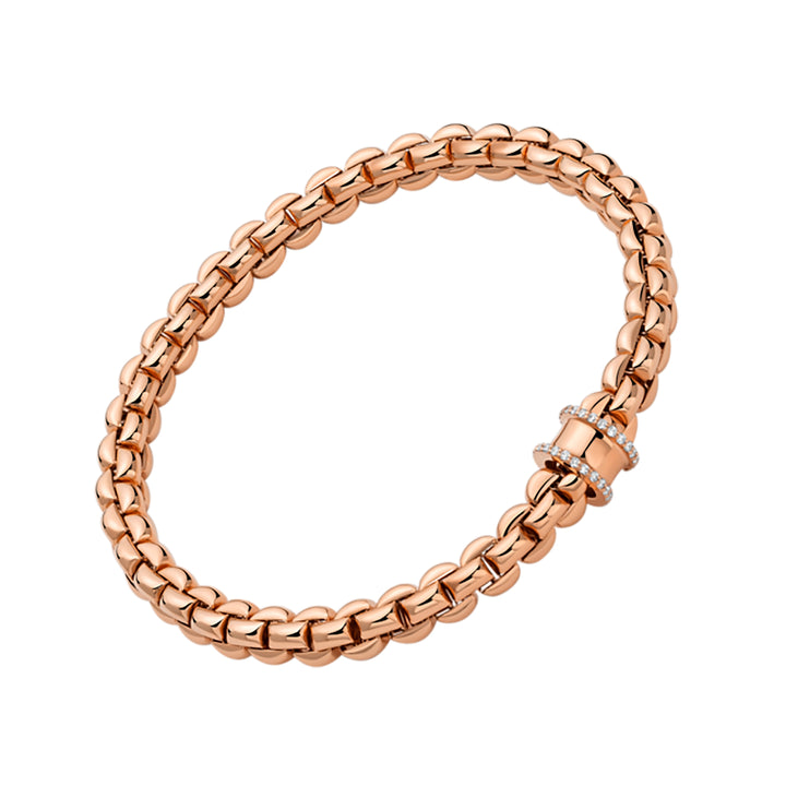 FOPE Flex'it Eka 18ct Rose Gold 0.17ct Diamond Set Bracelet Medium