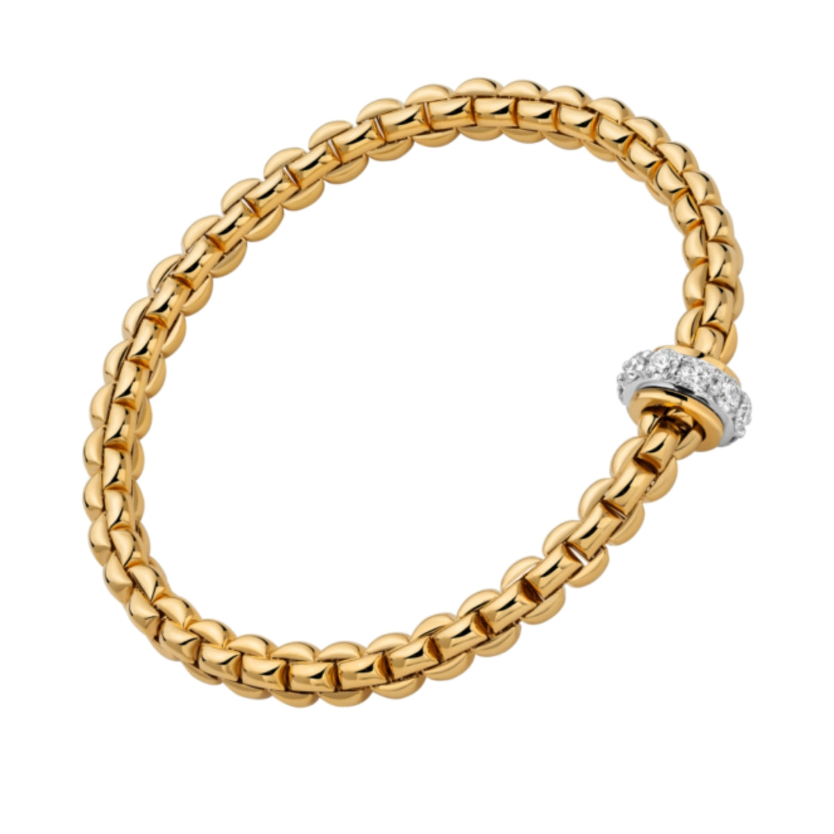 Fope Eka 18ct Yellow Gold 0.89ct Diamond Set Bracelet Medium - Michael Jones Jeweller