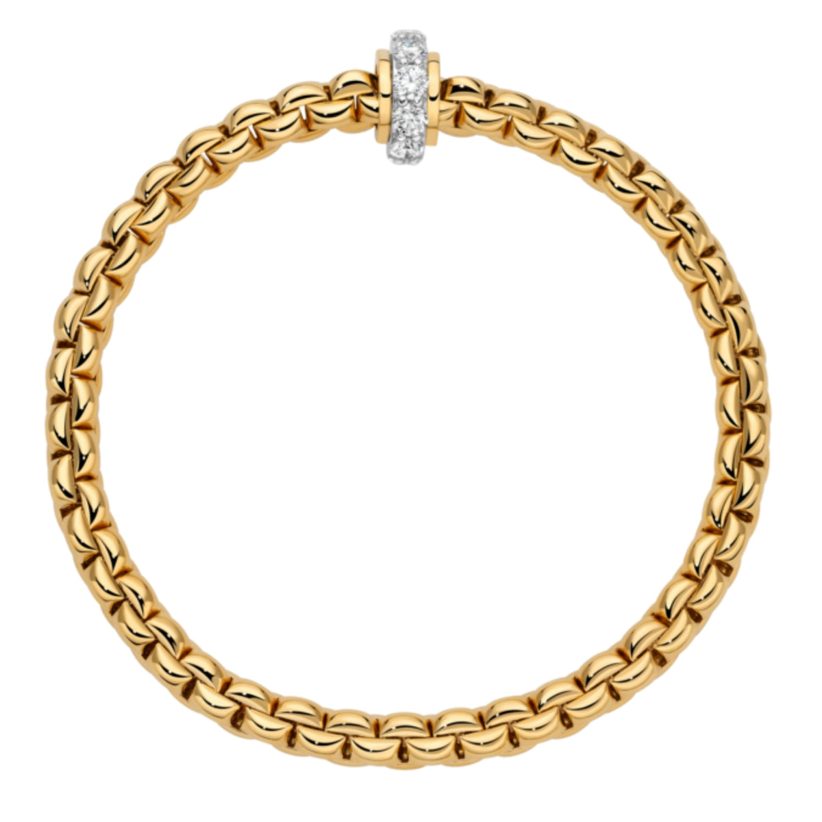 Fope Eka 18ct Yellow Gold 0.89ct Diamond Set Bracelet Medium - Michael Jones Jeweller