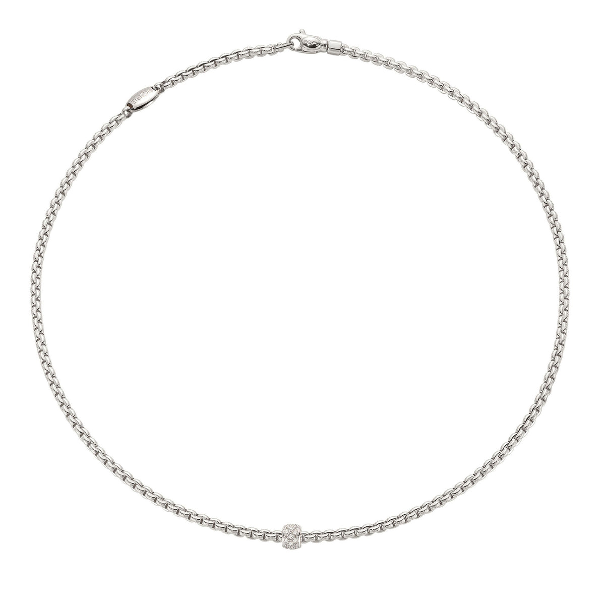 FOPE Flex'it Eka 18ct White Gold 0.19ct Diamond Set Necklace 50cm - Michael Jones Jeweller