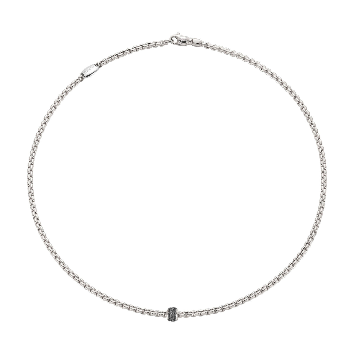 FOPE Flex'it Eka 18ct White Gold 0.20ct Black Diamond Set Necklace 43cm - Michael Jones Jeweller