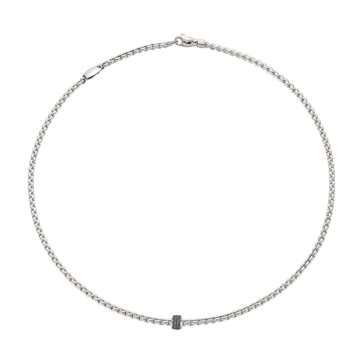 FOPE Flex'it Eka 18ct White Gold 0.20ct Black Diamond Set Necklace 43cm