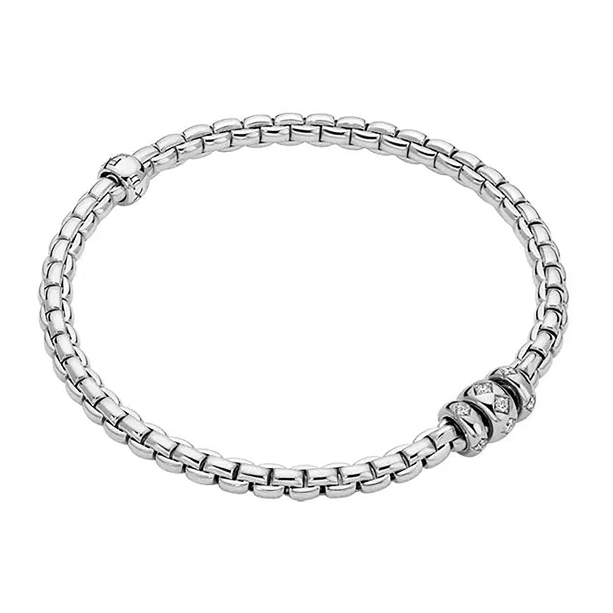 FOPE Flex'it Eka 18ct White Gold 0.18ct Diamond Set Bracelet Medium - Michael Jones Jeweller