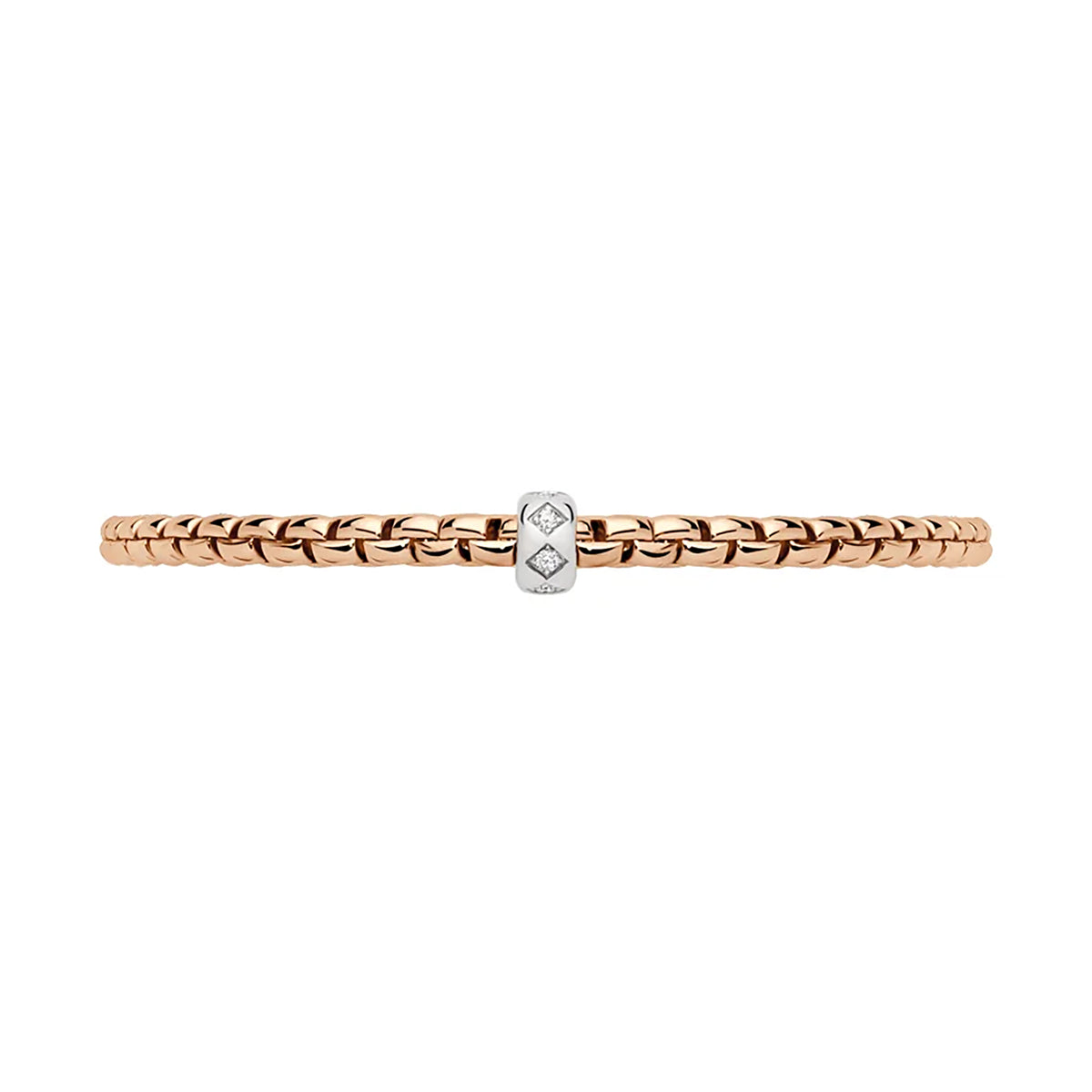 FOPE Flex'it Eka 18ct Rose and White Gold 0.12ct Diamond Set Bracelet Medium - Michael Jones Jeweller