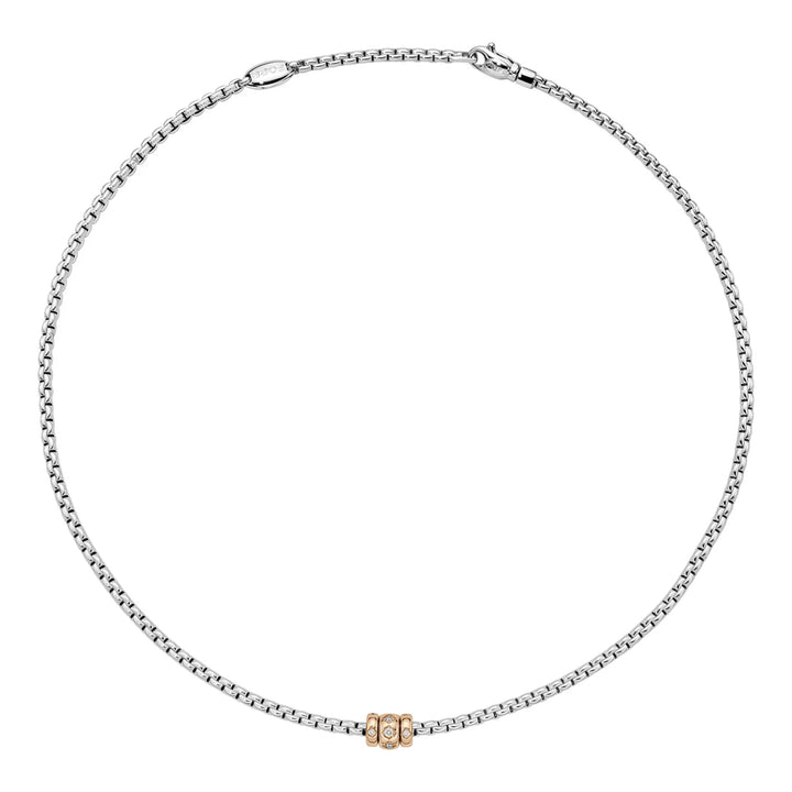 FOPE Flex'it Eka 18ct White and Rose Gold 0.18ct Diamond Set Necklace 43cm - Michael Jones Jeweller