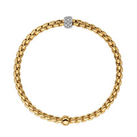 Fope Flex'It 18ct Yellow Gold 0.19ct Diamond Set Bracelet Medium - Michael Jones Jeweller