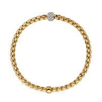 Fope Flex'It 18ct Yellow Gold 0.19ct Diamond Set Bracelet Medium