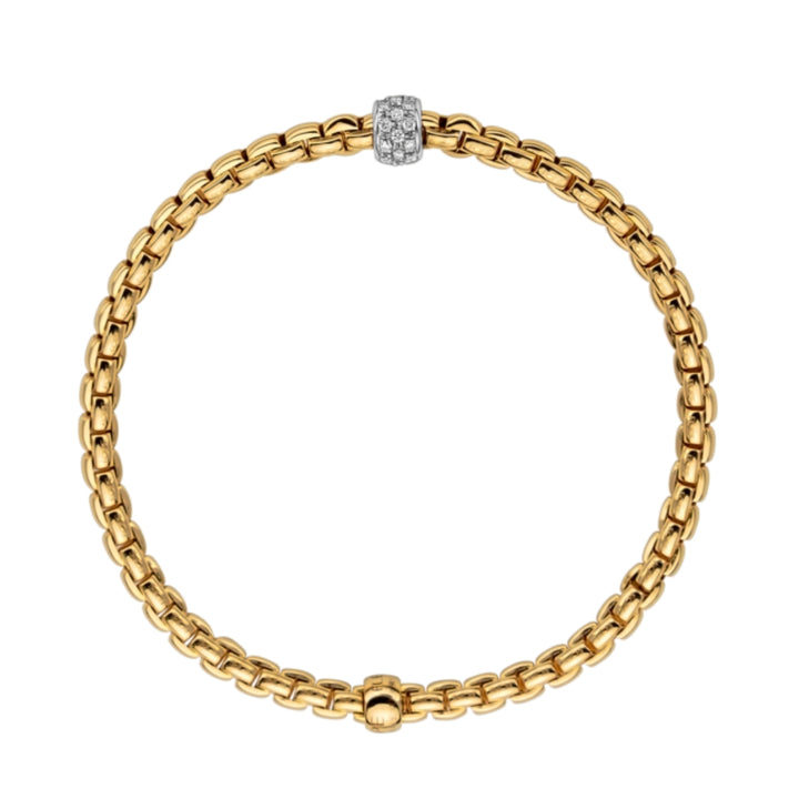Fope Flex'It 18ct Yellow Gold 0.19ct Diamond Set Bracelet Medium