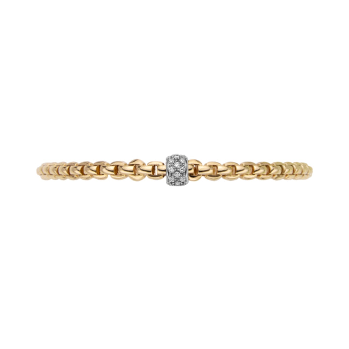 Fope Flex'It 18ct Yellow Gold 0.19ct Diamond Set Bracelet Medium