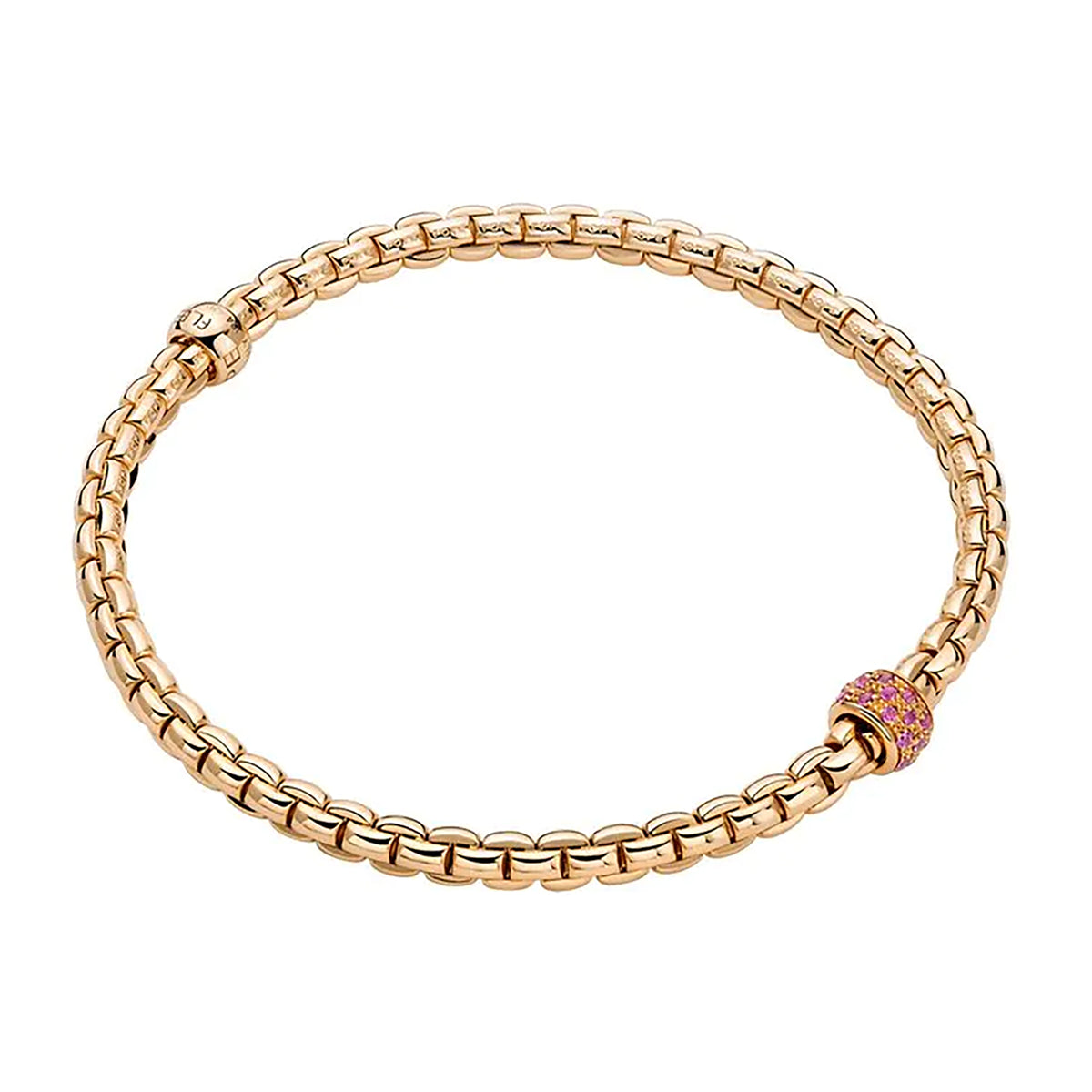 FOPE Eka 18ct Rose Gold 0.24ct Ruby Set Bracelet Medium - Michael Jones Jeweller