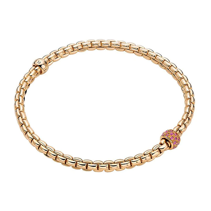 FOPE Eka 18ct Rose Gold 0.24ct Ruby Set Bracelet Medium - Michael Jones Jeweller