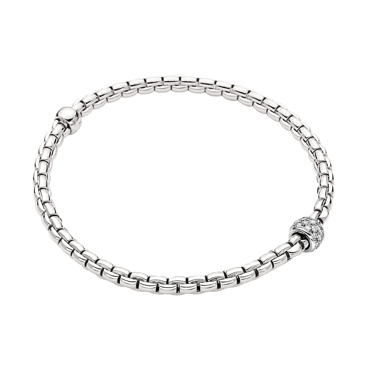 FOPE Flex'it Eka 18ct White Gold 0.19ct Diamond Set Bracelet Medium - Michael Jones Jeweller