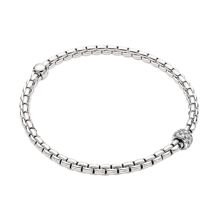 FOPE Flex'it Eka 18ct White Gold 0.19ct Diamond Set Bracelet Medium