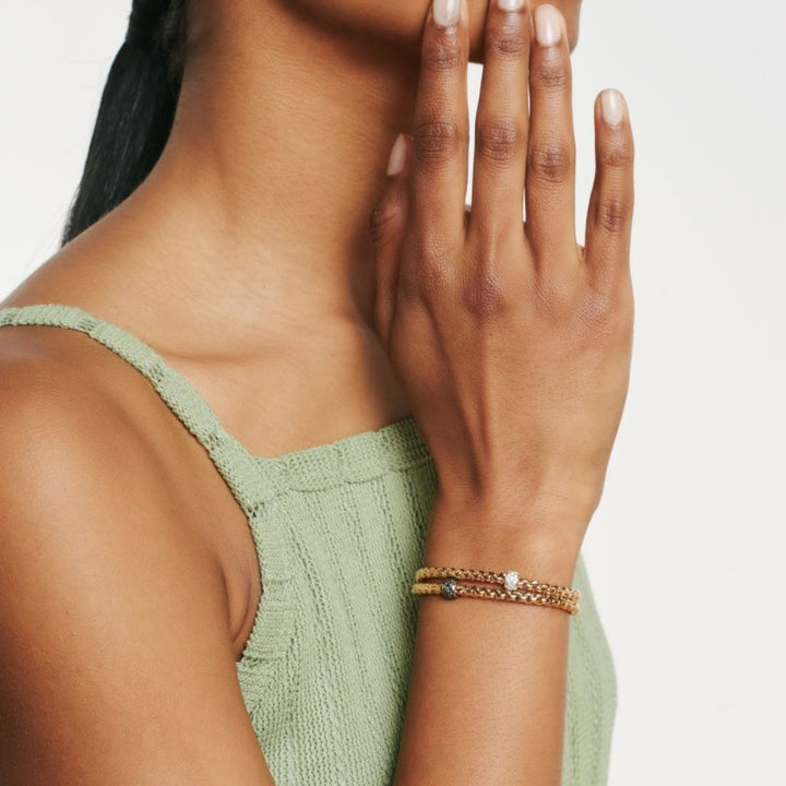 Fope Flex'It 18ct Yellow Gold 0.19ct Diamond Set Bracelet Medium