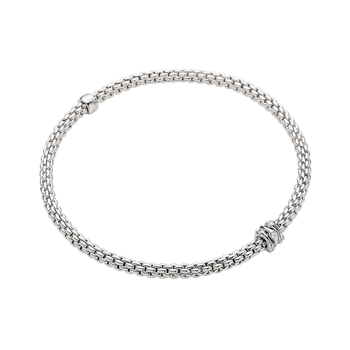FOPE Flex'it Prima 18ct White Gold 0.12ct Diamond Set Bracelet Medium - Michael Jones Jeweller