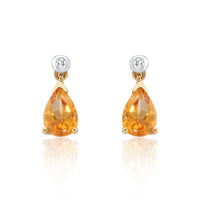 Pear Cut Citrine 9ct Yellow Gold Drop Earrings
