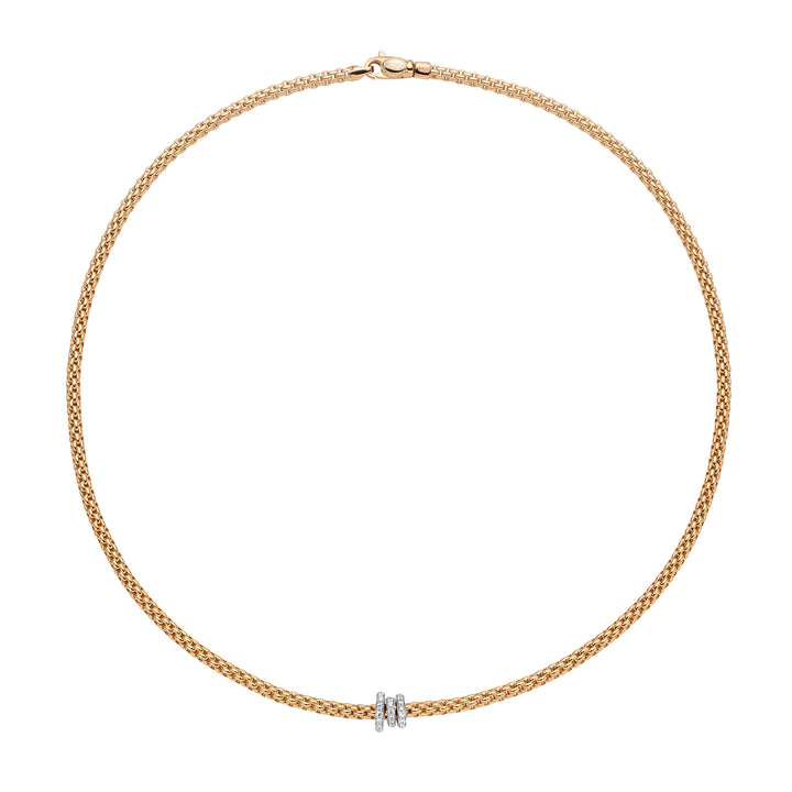 FOPE Flex'it Prima 18ct Yellow Gold 0.31ct Diamond Set Necklace 43cm