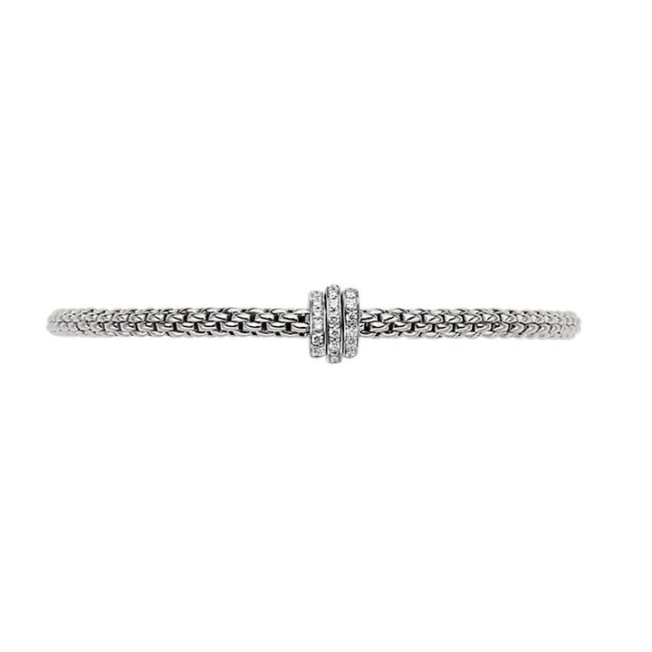 FOPE Flex'it Prima 18ct White Gold 0.31ct Diamond Set Bracelet Small - Michael Jones Jeweller