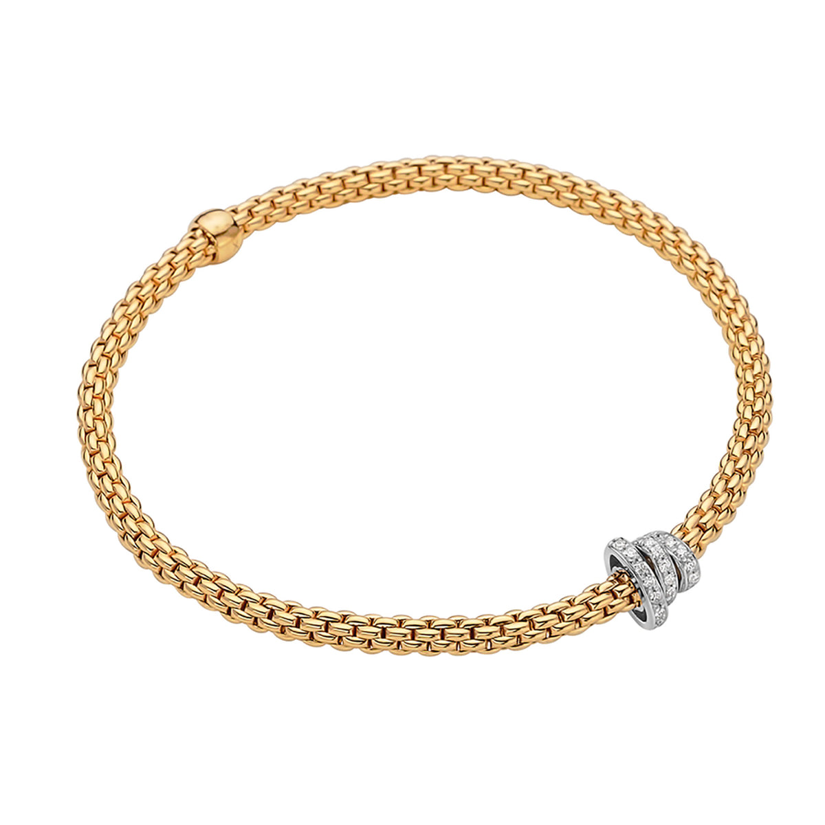 FOPE Flex'it Prima 18ct Yellow Gold 0.31ct Diamond Set Bracelet Medium - Michael Jones Jeweller