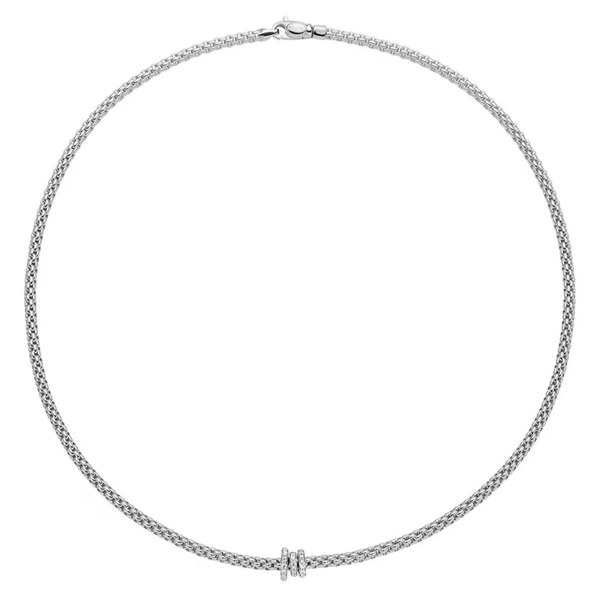 FOPE Flex'it Prima 18ct White Gold 0.31ct Diamond Set Necklace 43cm - Michael Jones Jeweller
