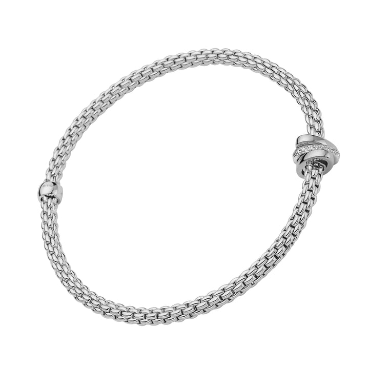 FOPE Flex-it Prima 18ct White Gold Diamond Set Bracelet Small